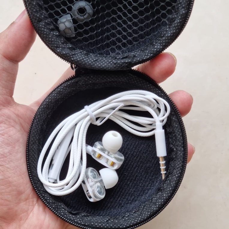 GOON Original Earphone dengan Pouch Penyimpanan | In-Ear Stereo 4D Super Bass dengan Mic Kabel Jack 3.5 mm &amp; USB Type-C | Headset Tahan Keringat | GARANSI UANG KEMBALI