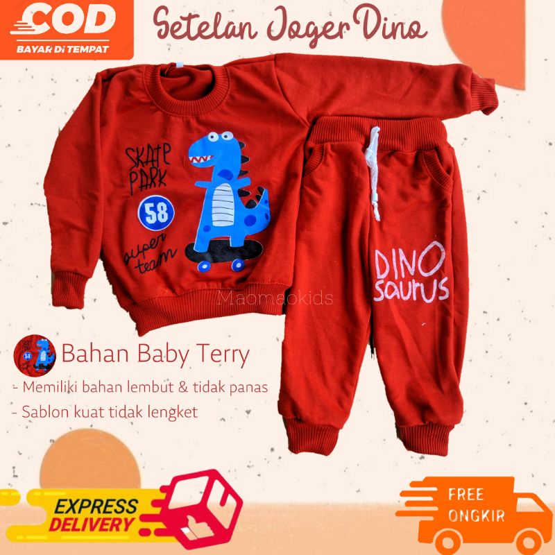 SWEATER ANAK LAKI-LAKI / SETELAN ANAK JOGER DINOSAURUS / BAJU ANAK DINOSAURUS