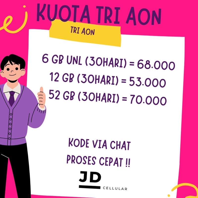 VOUCHER KUOTA TRI 3 BULANAN JUMBO