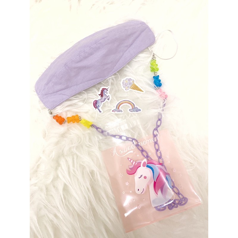 Gummy Bear Mask Chain tali rantai kalung masker anak dewasa (Free unicorn packaging & stickers)