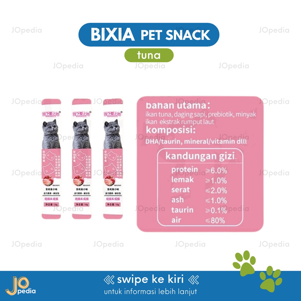 BIXIA Snack Kucing Cemilan Makanan Basah Strip Cat Creamy Treats