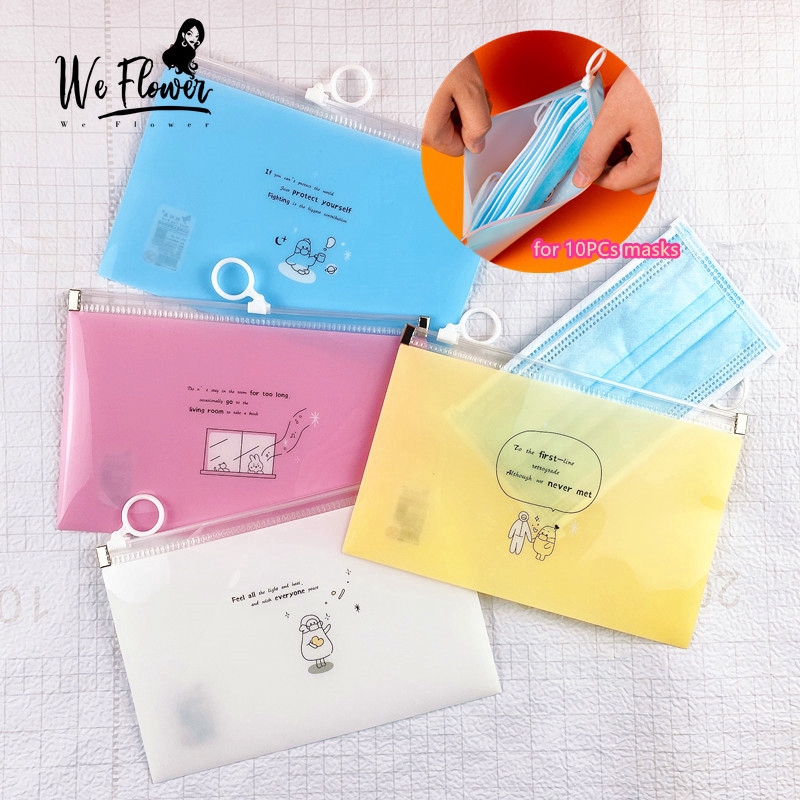 We Flower Tas Pouch Organizer 10pcs Masker Motif Kartun Ukuran 205x130mm Dengan Resleting