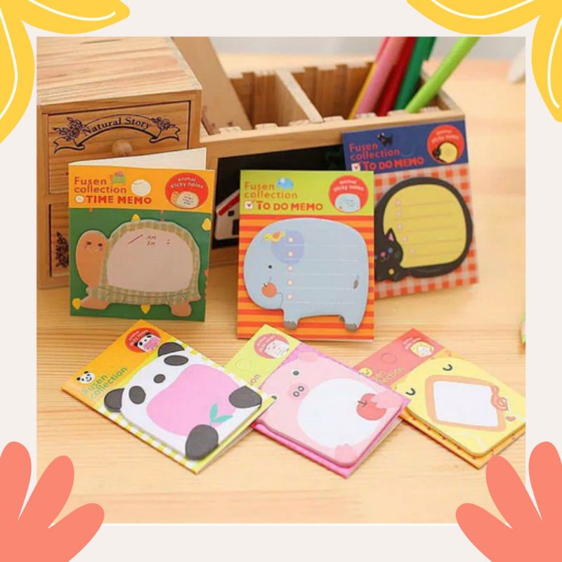 

Sticky Notes Motif Hewan Tempelan Kertas Catatan Memo Note Karakter Animal Mini Book