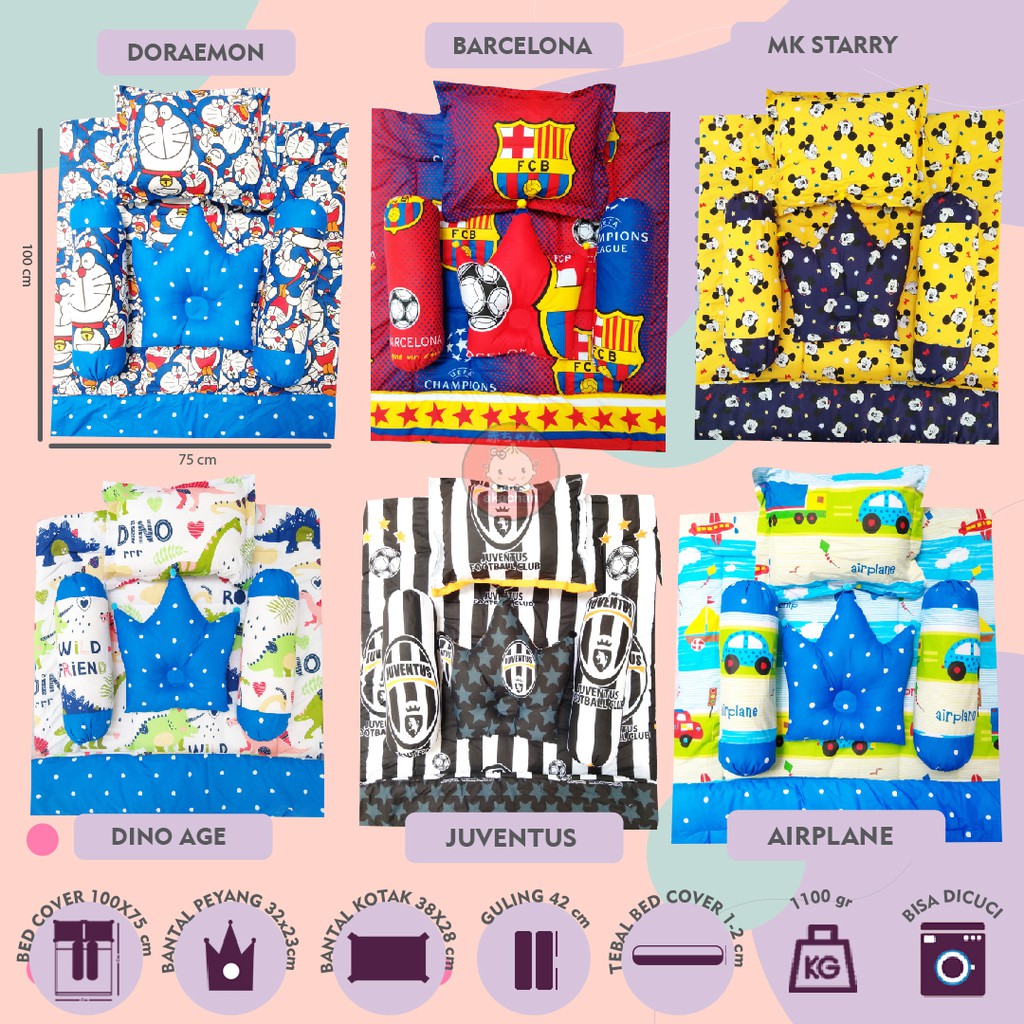 UNISEX Baby Bedding Set Sarung Lepas Bedcover Selimut Bantal Crown b3 Alas Tidur cover Bayi akachan