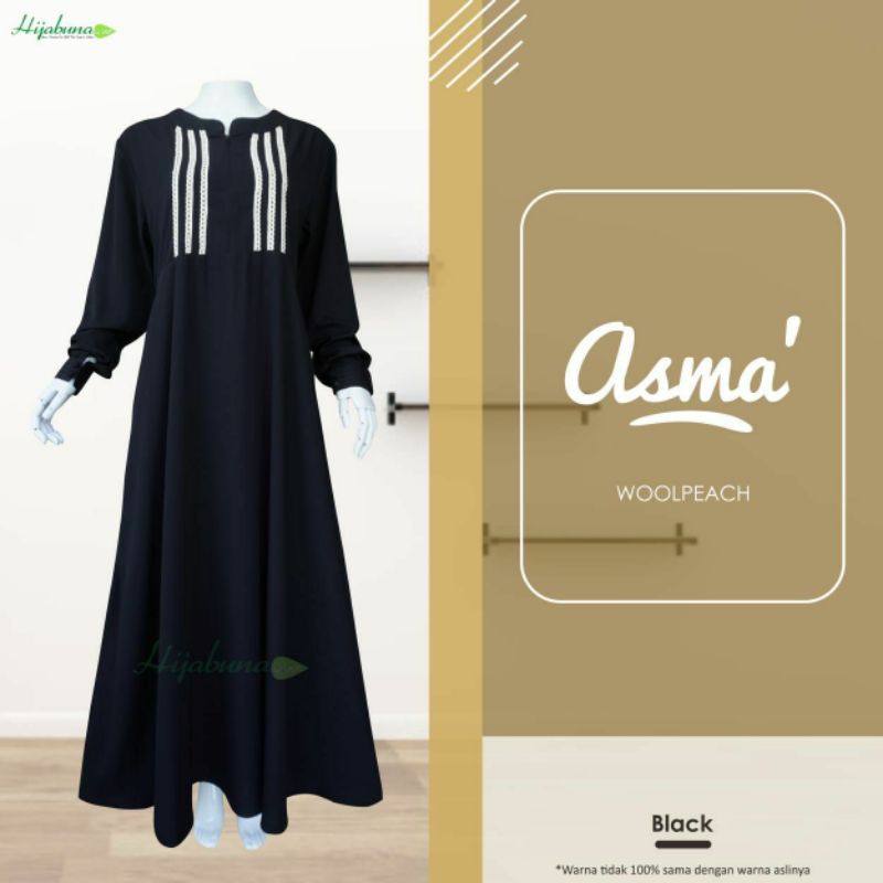 [HIJABUNA] SET GAMIS ASMA WOOLPEACH BLACK ABAYA