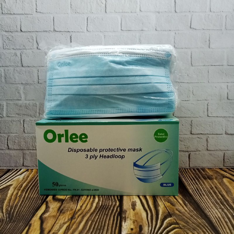 Masker 3 ply 3Ply Earloop Tali kuping Masker Medis Kemenkes 1 box isi 50 pcs ORLEE