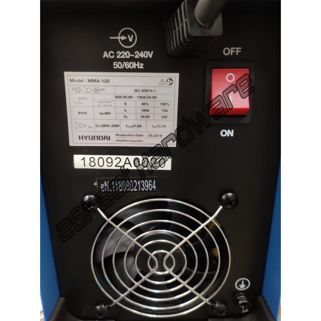 Mesin Las Mma 120 Hyundai Portable 120a Welding Inverter Igbt Shopee Indonesia