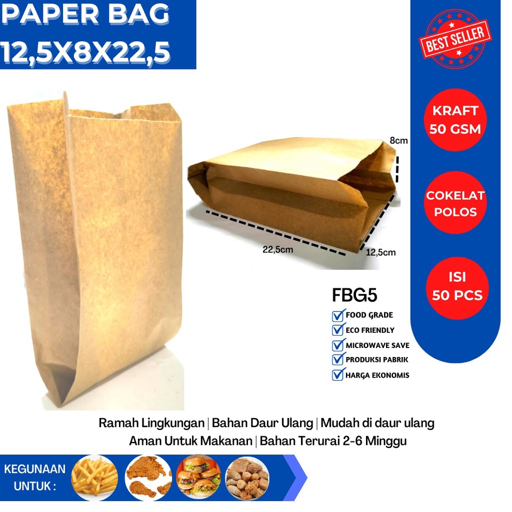 Paper Bag Small Kertas Fried Chicken (Isi 50 Pcs-FBG5B)
