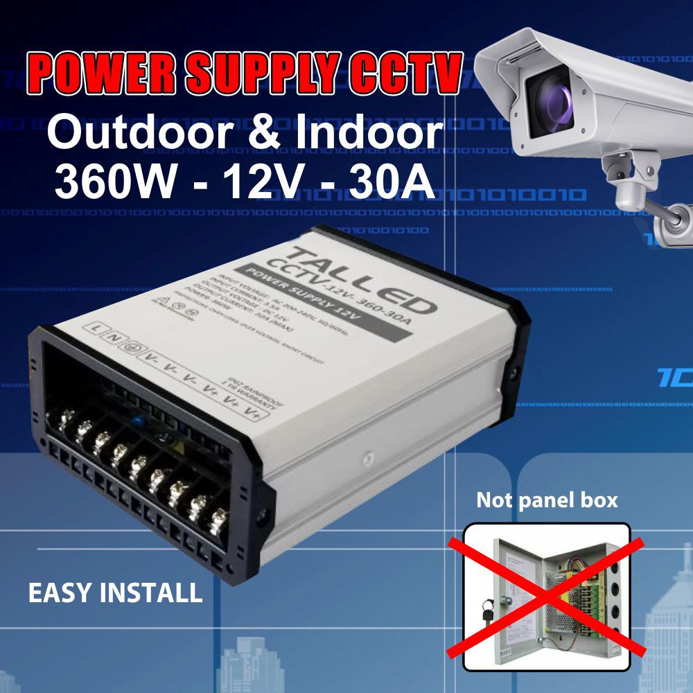 POWER SUPPLY CCTV KAMERA PENGINTAI OUTDOOR TALLED 12V360 WATT 30A