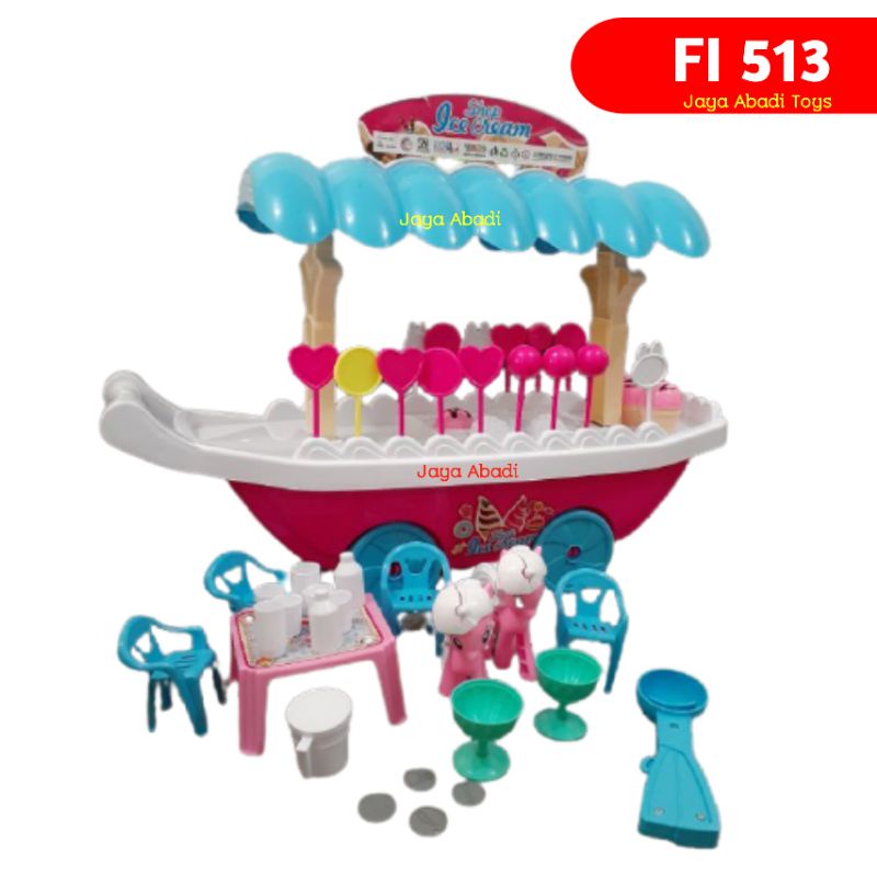 FI 513 - Mainan Gerobak Ice Cream Stroller Candy Happy Shop Kuda Poni FI513