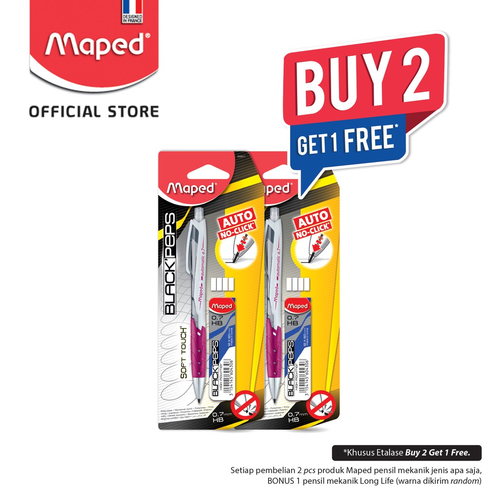 

Maped Pensil Mekanik Black Peps Automatic 0.7 w/ Refill - Blister