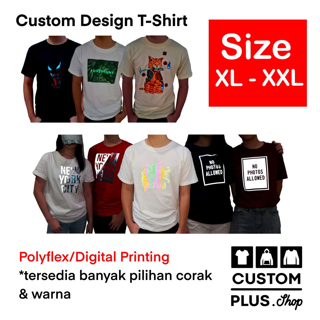 [customplus.shop] CUSTOM KAOS SIZE XL ~ XXL T SHIRT REFLECTIVE/GLOW IN THE DARK/BLUDRU/METALLIC