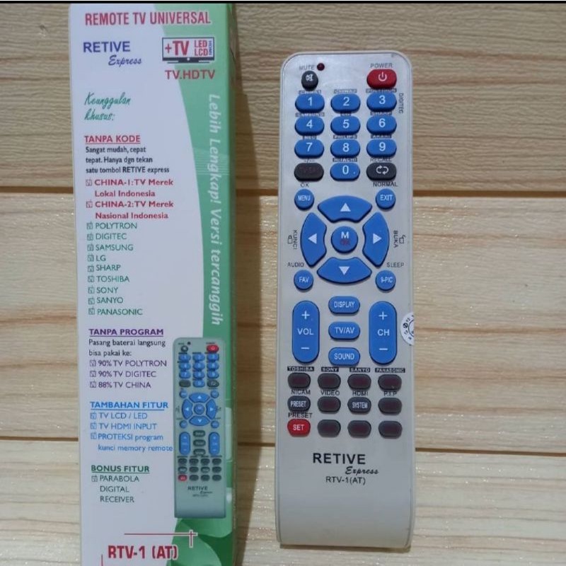 REMOTE TV UNIVERSAL RETIVE RTV 1 - RTV 10 REMOT serba bisa untuk TV tabung, LCD, LED