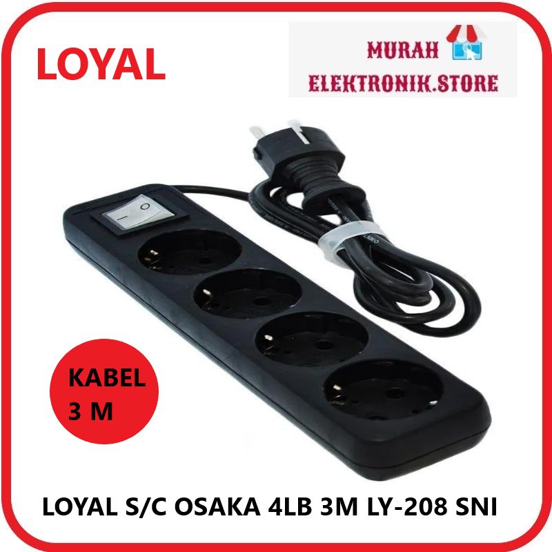 LY-208 3M 4L Loyal Stop Kontak 3 Meter 4 Lubang + Saklar / Colokan