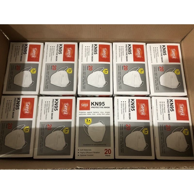 (CUCI GUDANG) (SALE) SENSI KN95 PROTECTIVE MASK 5PLY 1 BOX 20 PCS / SENSI KN95 ORI SENSI