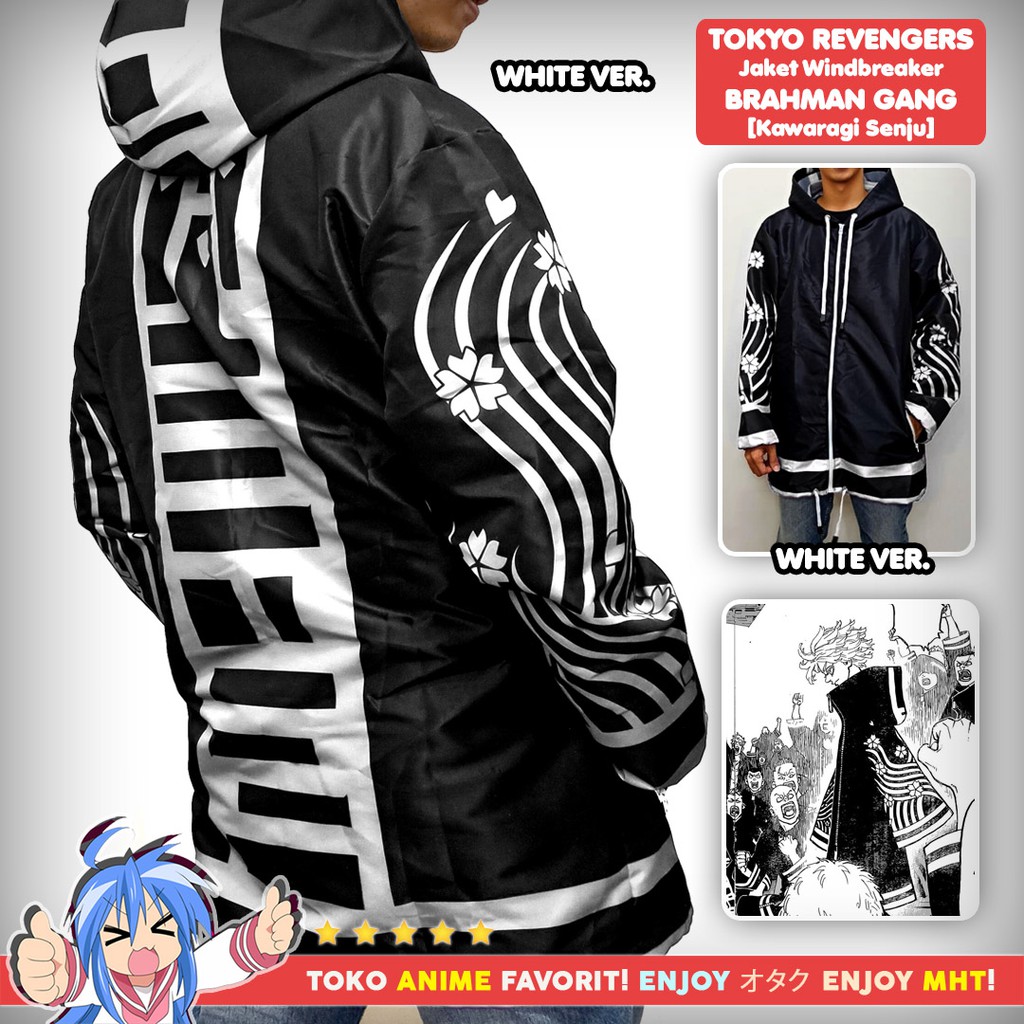 Jaket Anime Full Print Windbreaker Tokyo Revengers Brahman Gang Senju Kawaragi Waterproof