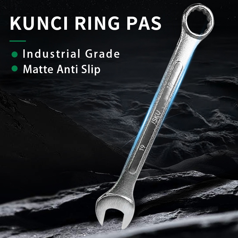 ISKU Kunci Ring Pas Ratchet 8 10 12 14mm Bahan Kuat Anti Karat Kunci Ratchet Multifungsi Kunci Ring Pas Bolak Balik 10mm Kunci