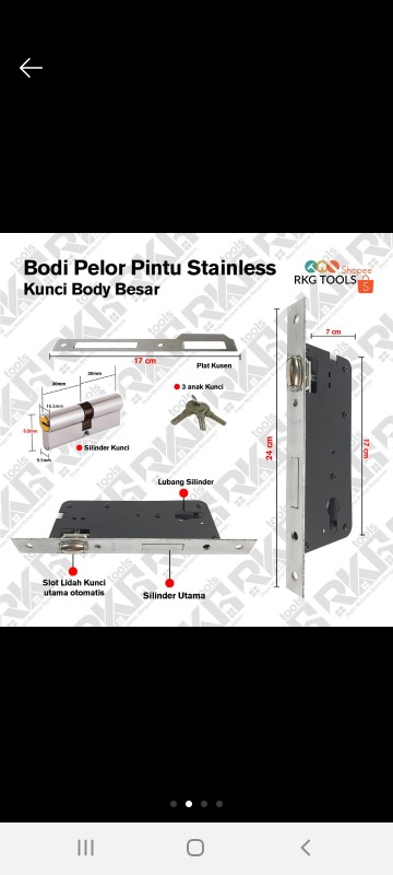 Bodi Pelor Pintu Besar Stainless L Kunci Body Besar Holy