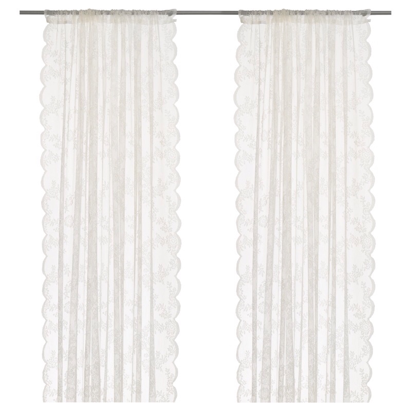 [BACA DESKRIPSI] vitrase ikea alvine spets putih broken white gorden renda vintage tirai transparan