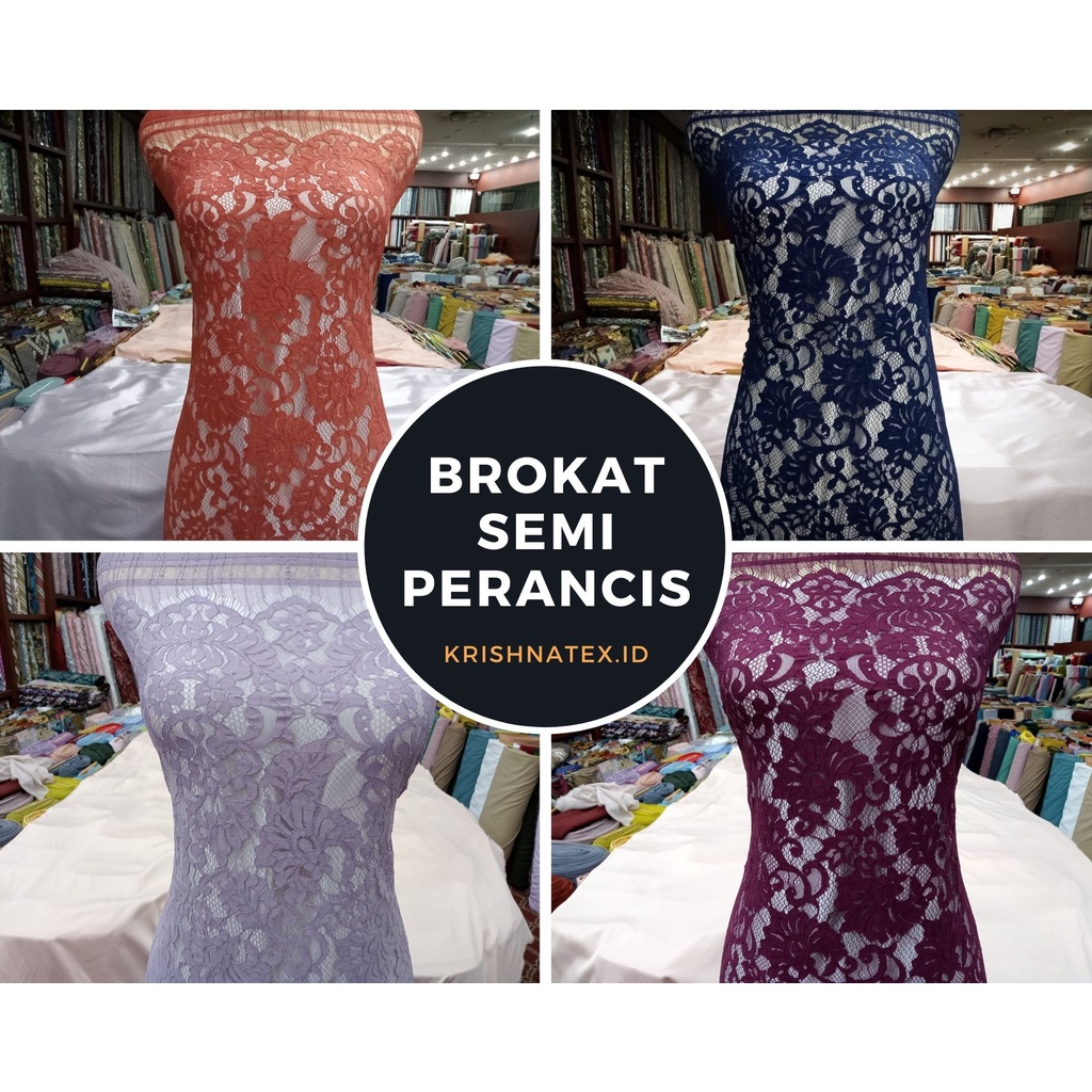 KAIN BRUKAT / BROKAT SEMI PERANCIS LACE KATUN PANEL HARGA PER PANEL 2.5M