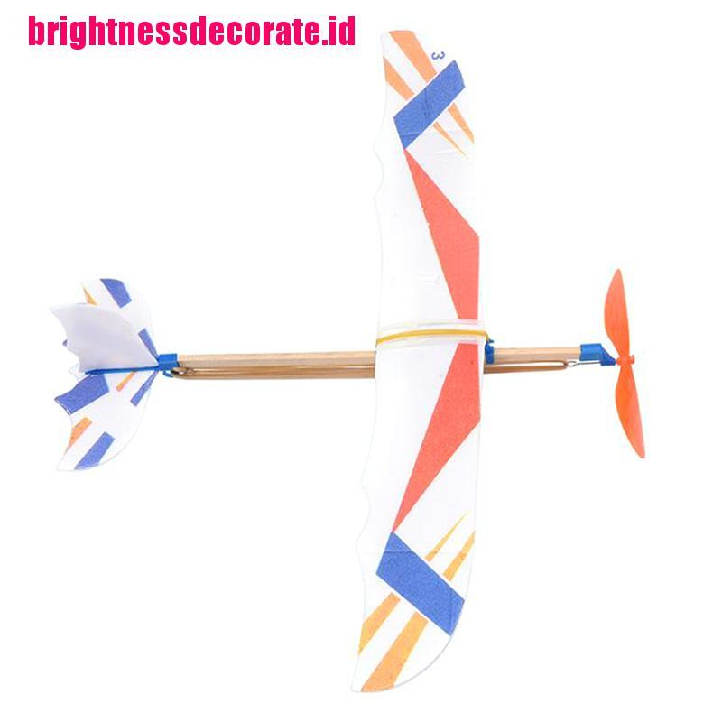 Brightid Mainan Pesawat Terbang Glider Tenaga Karet Elastis Diy Untuk Anak