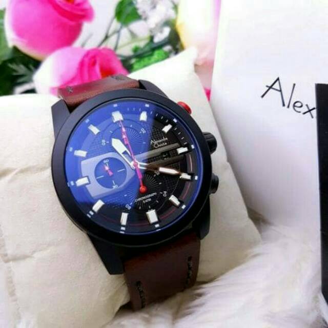 Terlaris Jam Tangan Keren Elegant Alexandre Christie AC 6270 MC Leather Brown Original