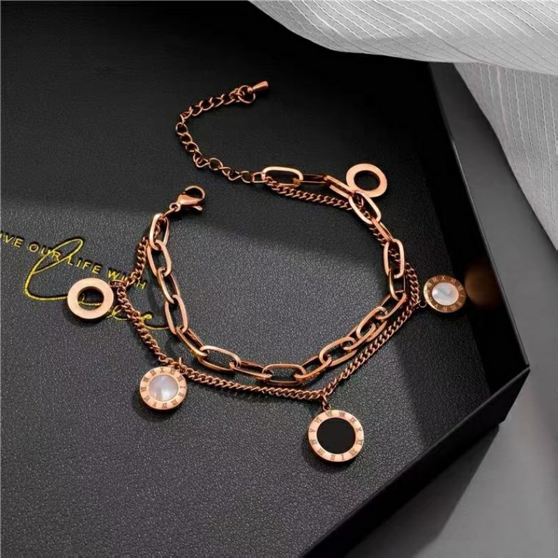 Gelang rantai korea double titanium asli GRT-17