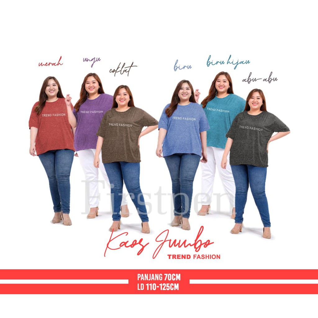 Kaos Jumbo Wanita LD 120 sampai 130 Atasan Big Size Oblong Warna