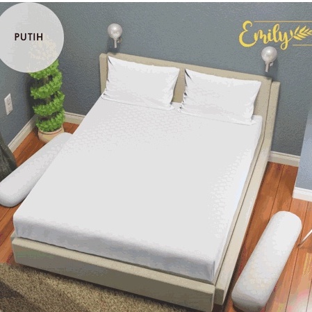 Sprei Homemade EMBOS PUTIH WHITE "PREMIUM" katun ukuran 90 100 120 140 160 180x200 &amp; 200