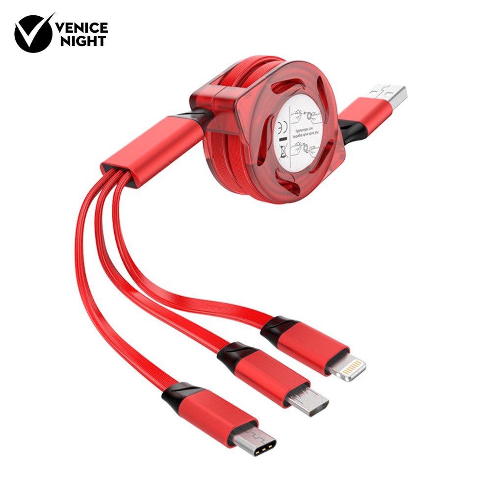3/1 Kabel Data/Charger Micro Usb Tipe C Model Kepang Teleskopik Untuk Iphone/Android