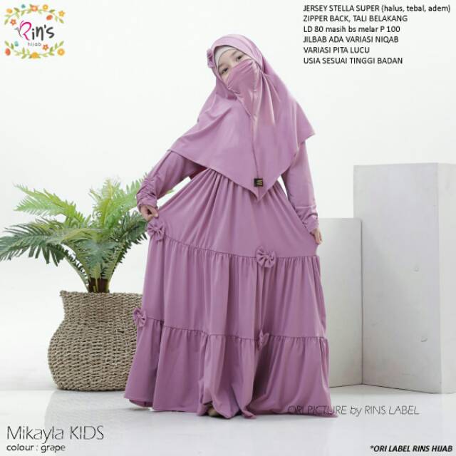 Niqab anak gamis syari set niqab anak gamis jersey anak niqab instant anak Mikayla Niqab Ori by Rins