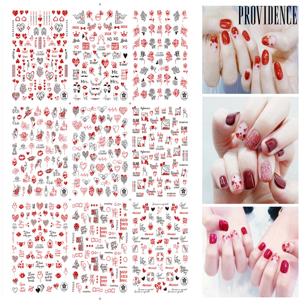 Stiker Kuku 3d Motif Hati Saturation Valentines Day Untuk Manicure