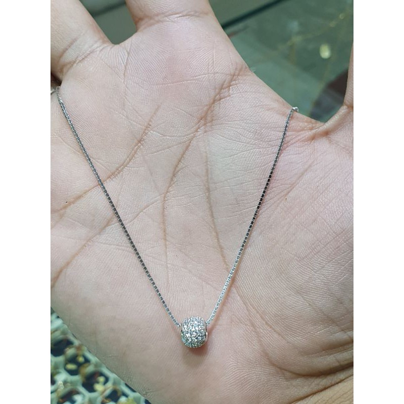 kalung emas putih berliontin bola slop mpp