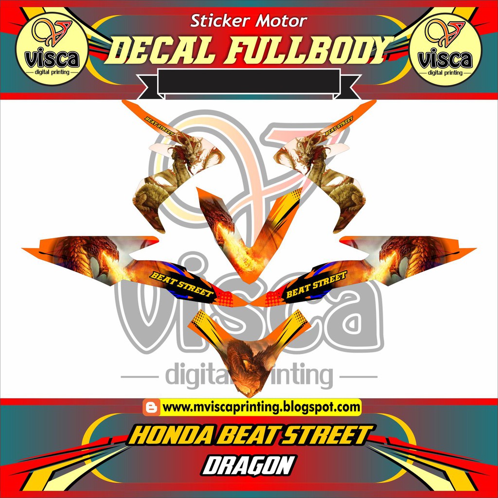STIKER VARIASI MOTOR BEAT STREET DECAL STRIPING FULL BODY BEAT STREET DRAGON