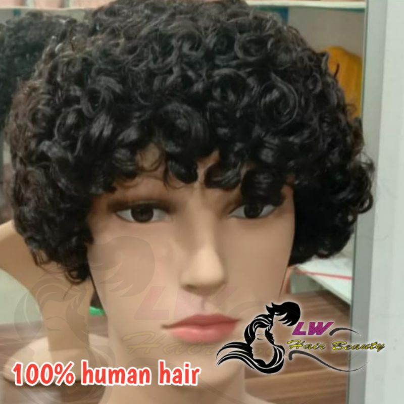 Wig Rambut Palsu Kriting 100% Human Hair Rambut Asli