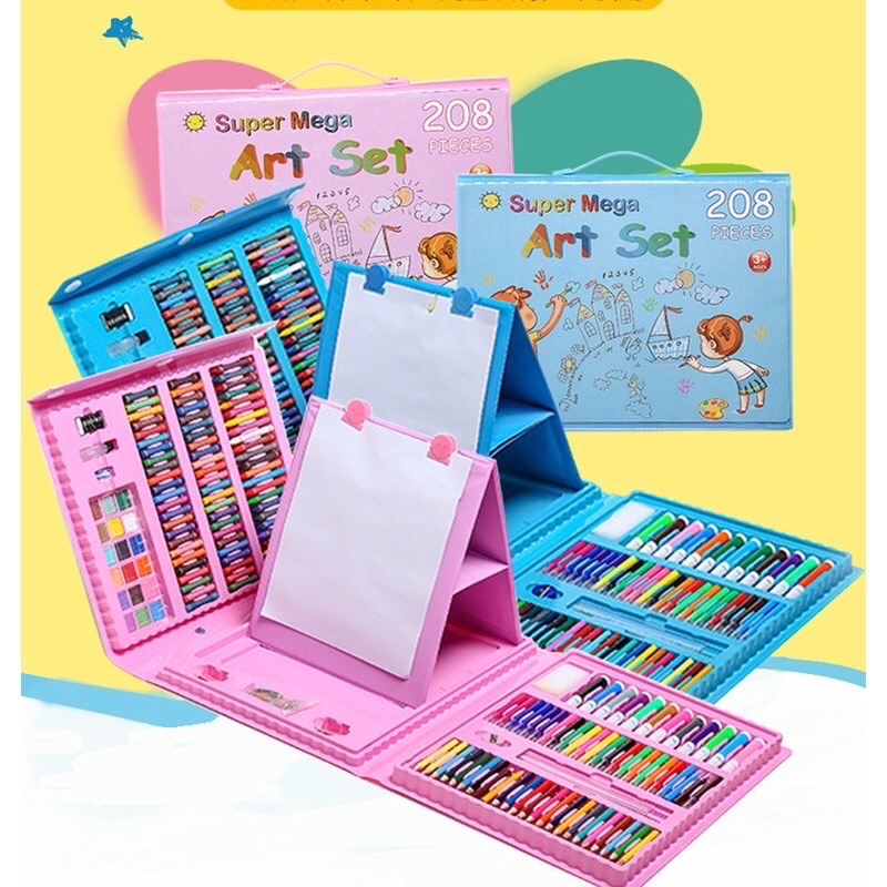 

Alat Lukis Set Super Mega Art 208 PCS Crayon Oil Paste Pensil Warna Pensil Warna Cair Anak Mewarnai