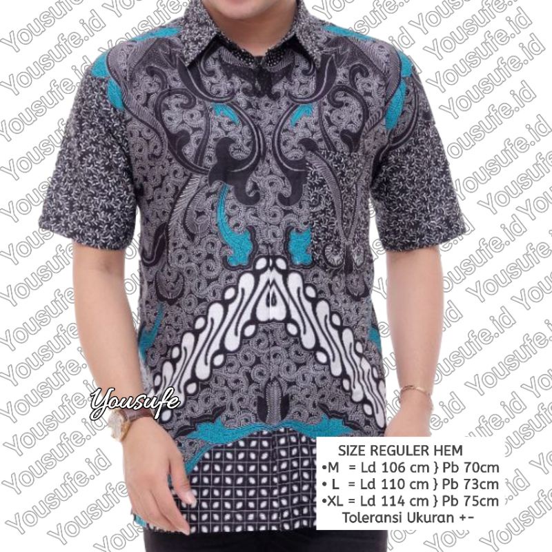 Batik Pria Lengan Pendek Abu Katun Pekalongan Halus Murah Berkualitas COD Seragam Kantor Formal Casual Guru