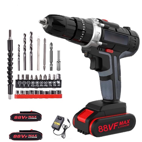 Set bor listrik / aksesoris bor listrik termurah dan terlengkap / Bor Baterai / Bor dampak / Mesin Bor Cordless / Bor Listrik-Bor dampak/baterai*2