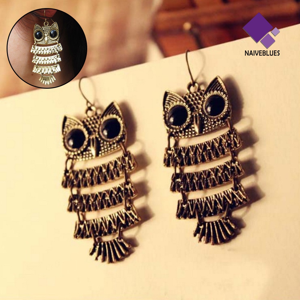 Anting Menjuntai Bentuk Hewan Burung Hantu Gaya Vintage Retro Untuk Wanita