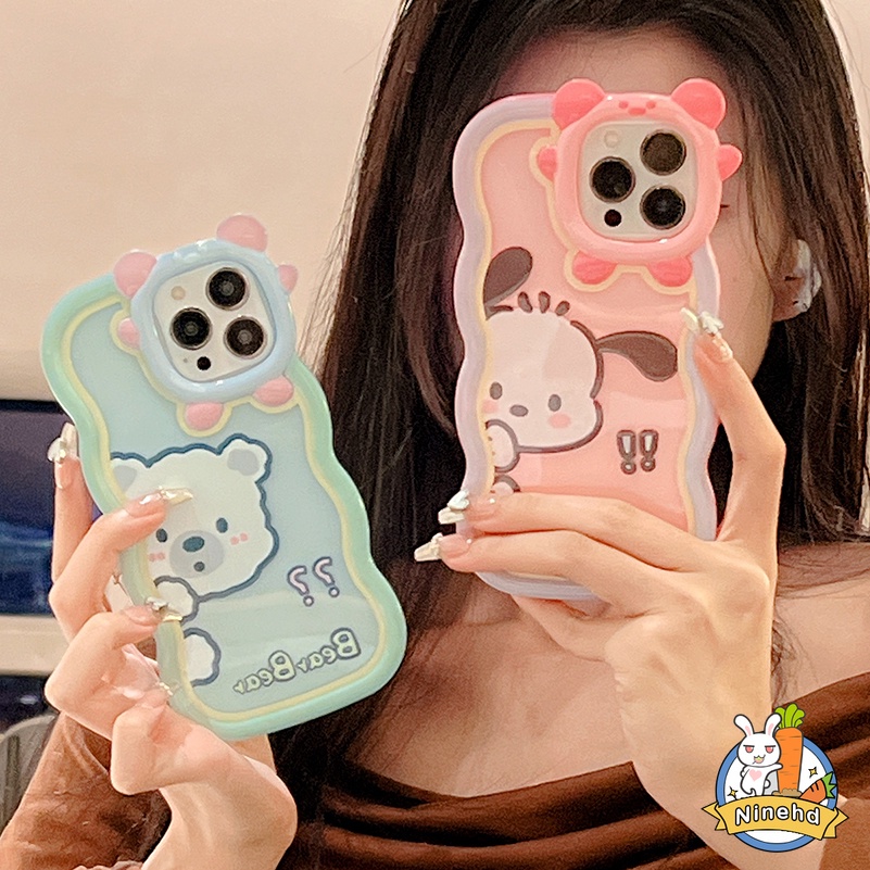 Soft Case Pelindung Lensa Anti Jatuh Motif Anjing Beruang Untuk iPhone 13 12 11 Pro Max X Xr Xs Max