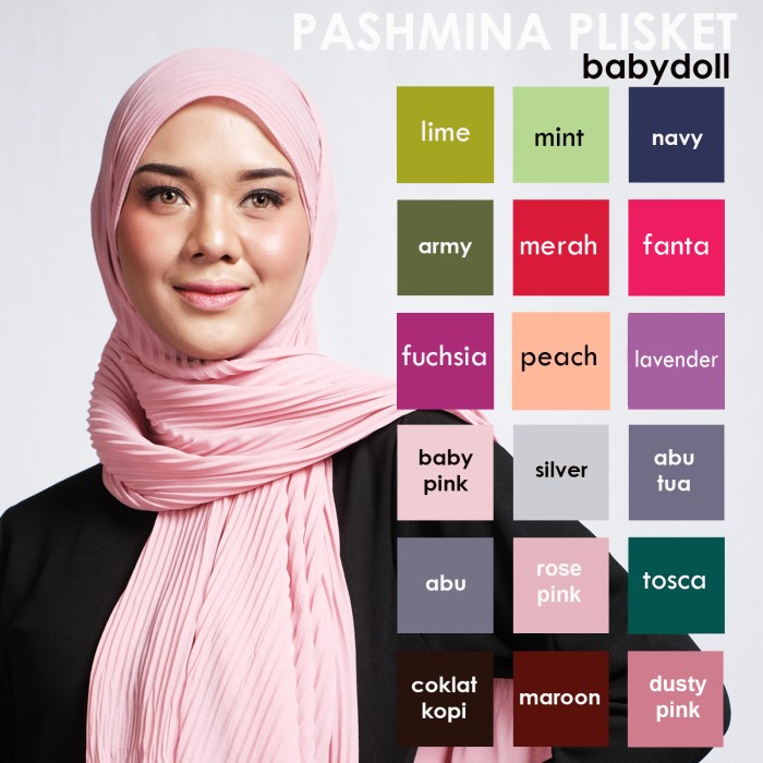 HIJAB JILBAB KERUDUNG PASHMINA PLISKET CERUTY BABYDOLL - Baby Pink