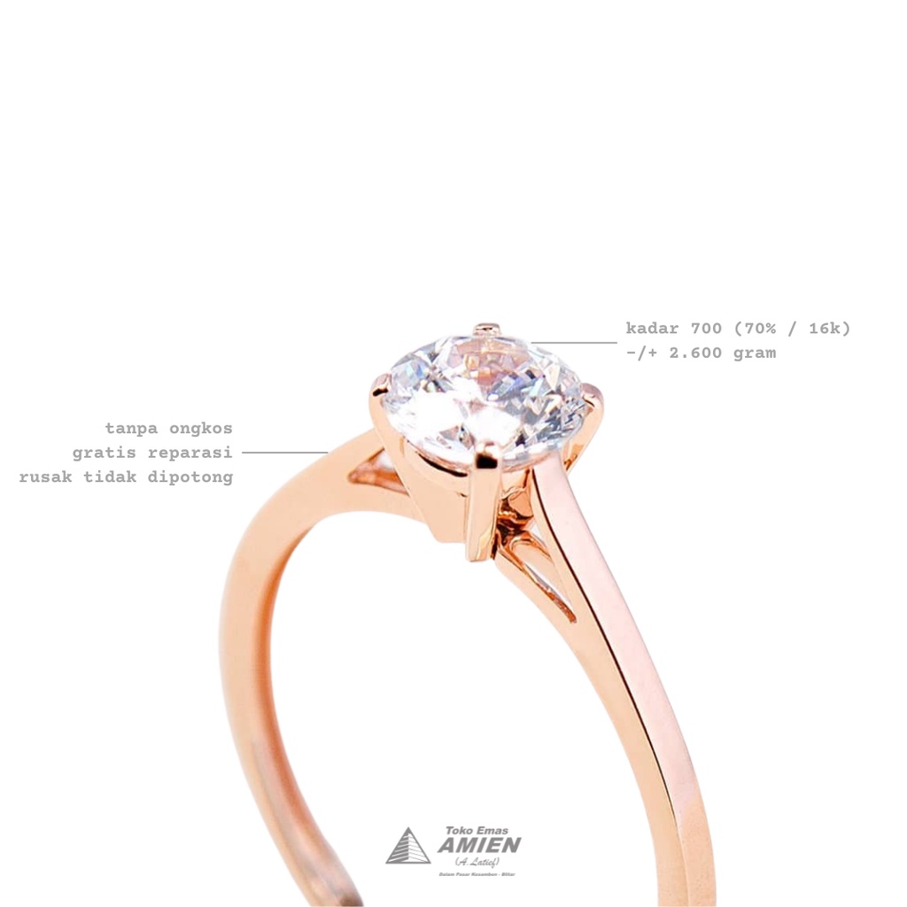 Toko Emas Amien Cincin Emas UBS Kadar 700 (70% / 16K) 2.600 Gram - Cincin Arty Solitaire Julia
