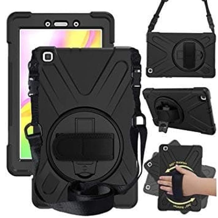 Samsung Tab A 8 &quot; P205 P200 Defender Military Hybrid Armor Case Strap