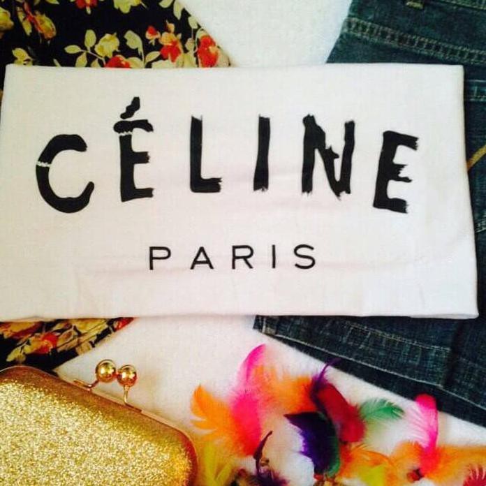Celine Paris Kaos T-Shirt Kaos Brand Bracelet Gold