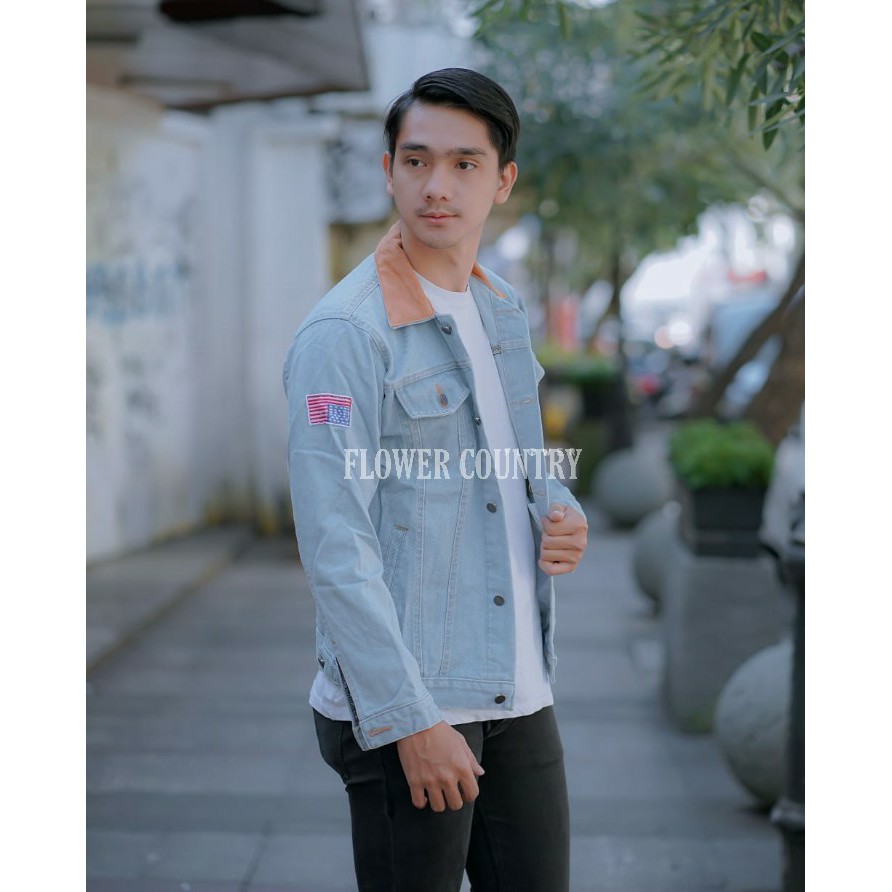 TERMURAH!!  JAKET JEANS DILAN M-L-XL USA FLAG PREMIUM GROSIR