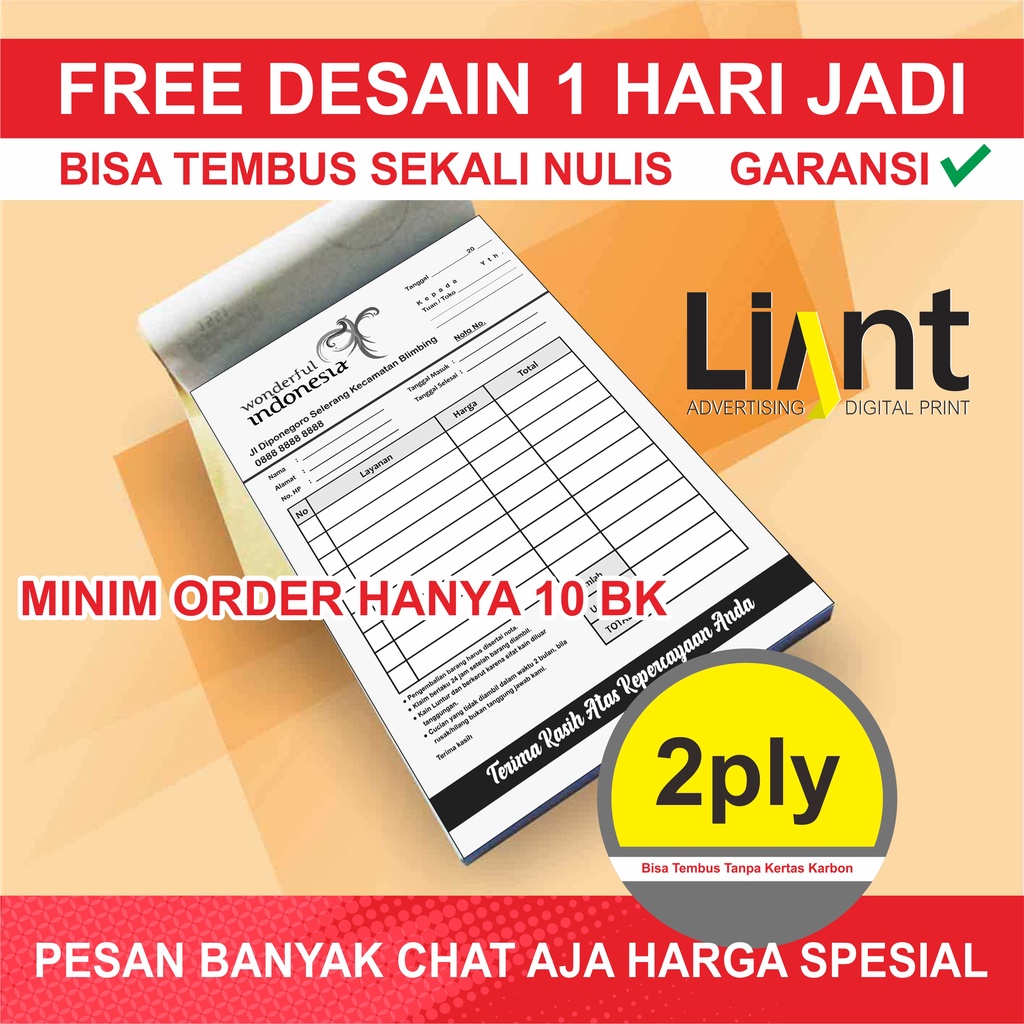 

NOTA 1 WARNA 1/4 FOLIO - CUSTOM DESAIN LOGO CUSTOMER