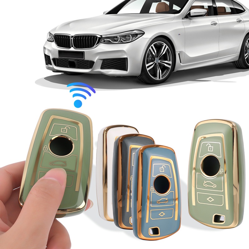 Cover Kunci Mobil Bahan TPU Kualitas Tinggi Untuk BMW / 360° Rumah / Casing Kunci Remote Mobil Bahan Plastik Warna Hitam