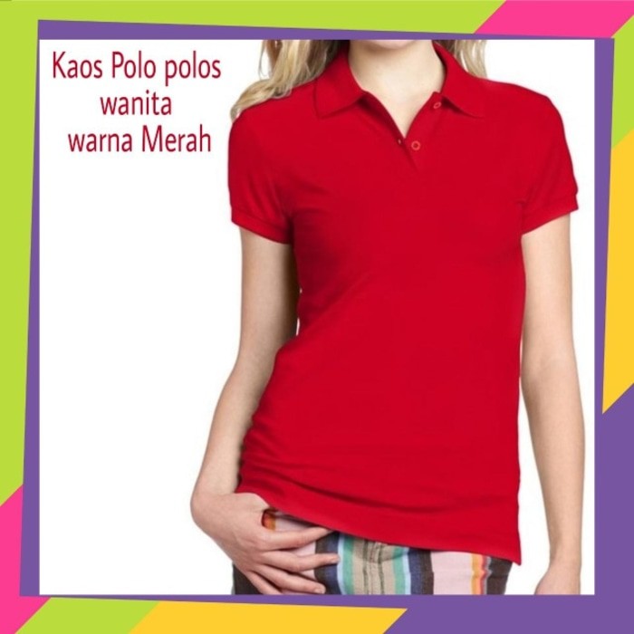  Kaos  Kerah Polos  Wanita Warna Merah Kaos  Polo  Polos  