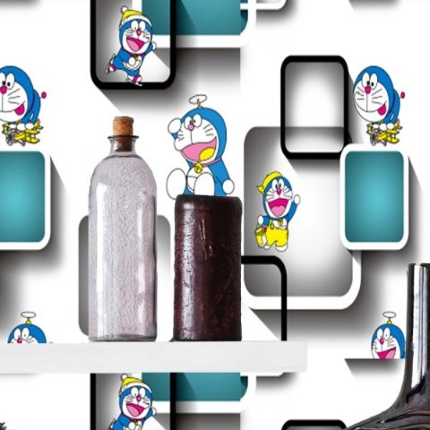 Wallpaper Sticker Motif Doraemon Kotak Botol 5364 / Wallpaper New 2020 / Ukuran 9mx45cm