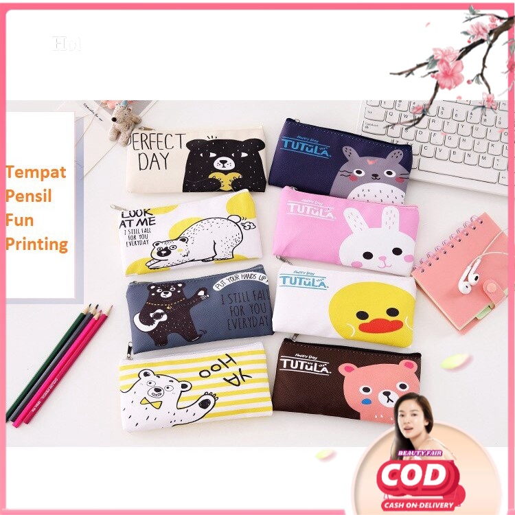

[BF] TEMPAT PENSIL LUCU FUN PRINTING 8 DESIGN PENCIL CASE / TEMPAT KOSMETIK CANTIK
